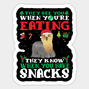 Christmas Dog Eating Snacks Sticker